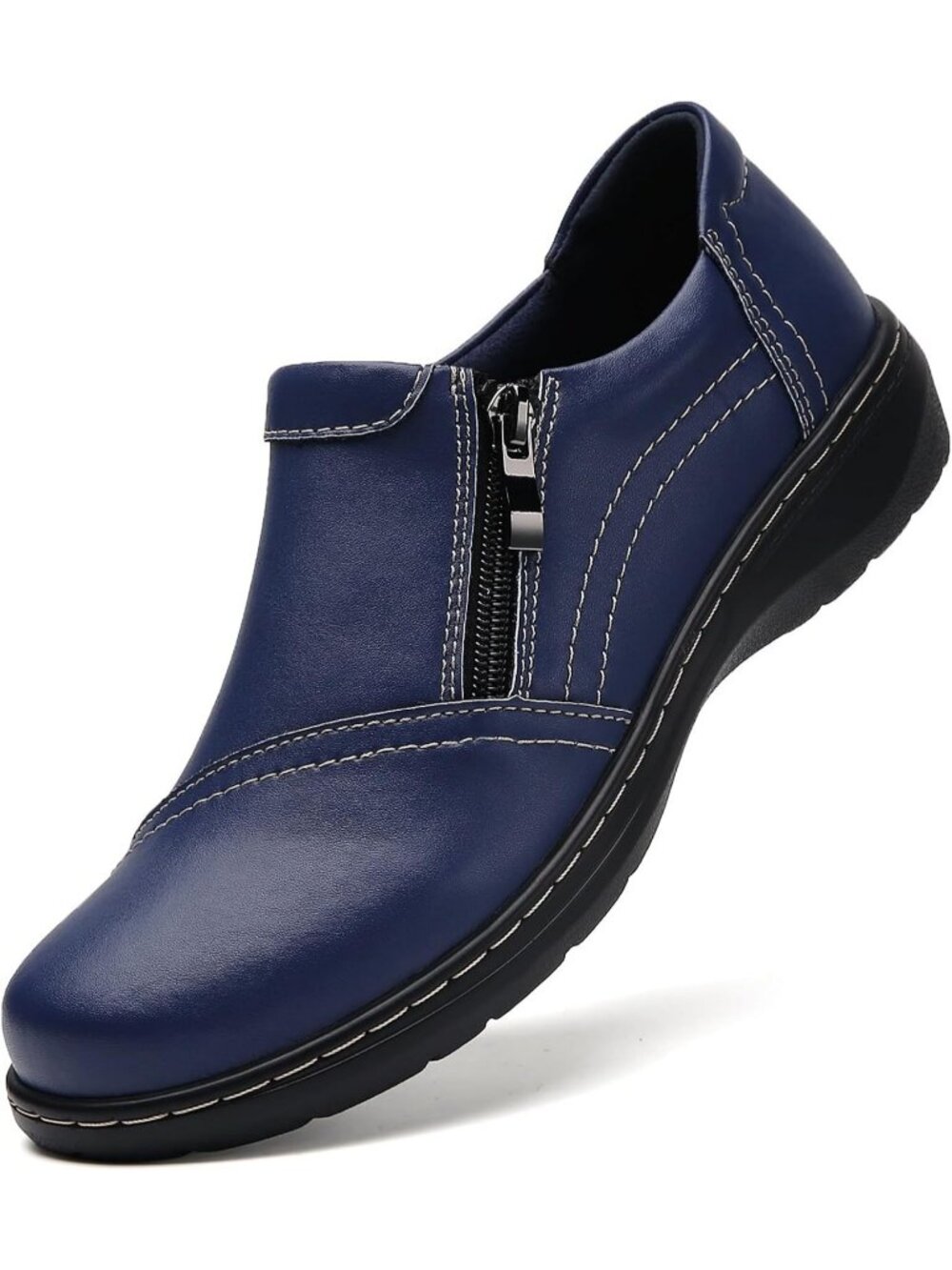 Women's Blue Lightweight Comfort Orthopedic Slip-On Casual Walking Loafers Shoes